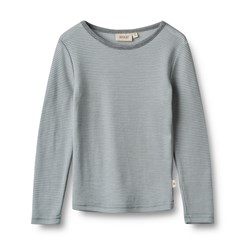 Wheat wool T-shirt LS - Cloudy sky stripe